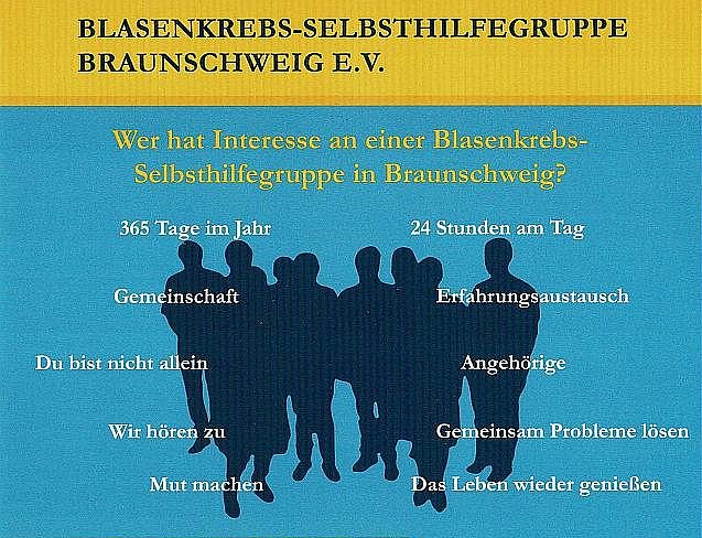 Abbildung vom Flyer der Selbsthilfegruppe Blasenkrebs.