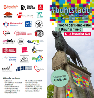 Ausschnitt vom Flyer zur Veranstaltungswoche, unter anderem mit zahlreichen Logos der Projektpartner